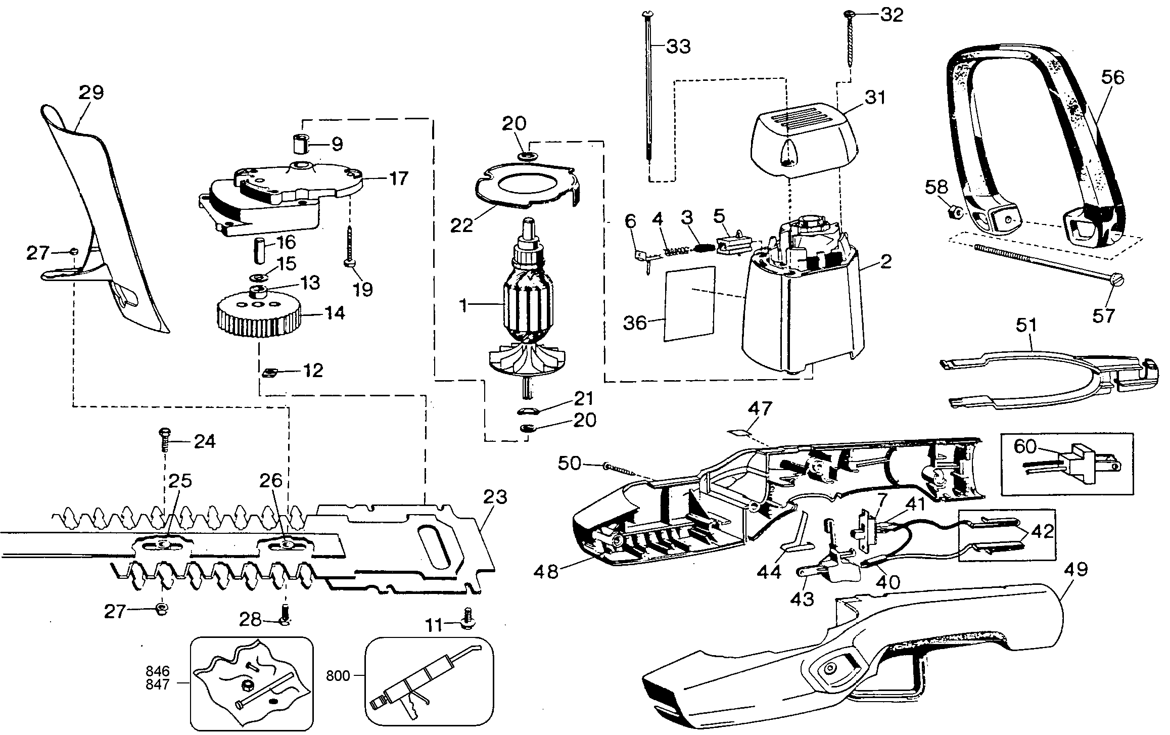 Default Diagram and Parts List for B8134 Type 3 Black and Decker Trimmer